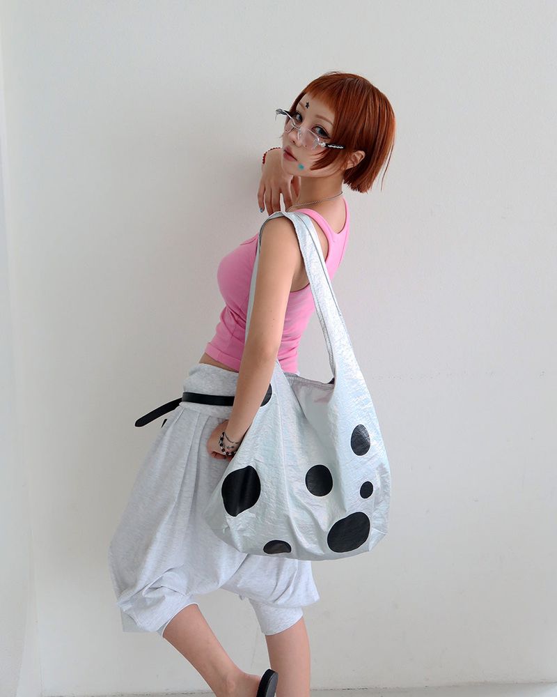 mixed dot bling silver shoulder bag