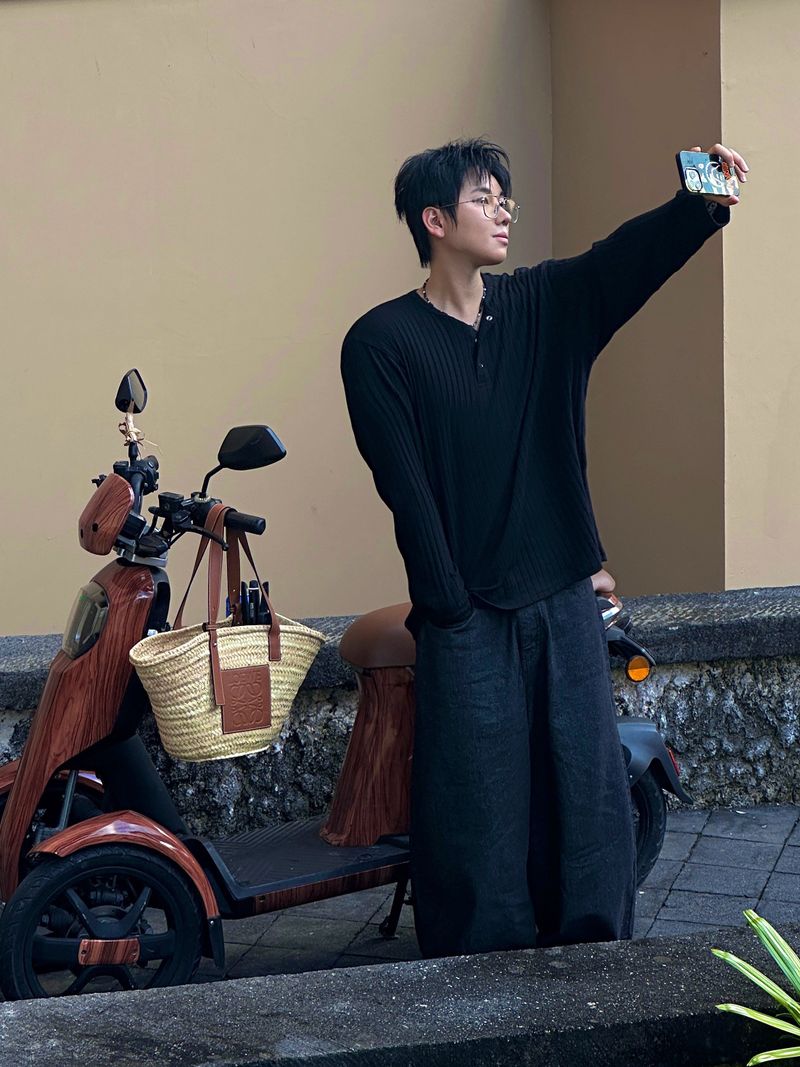 simple line henry neck long-sleeve 3C
