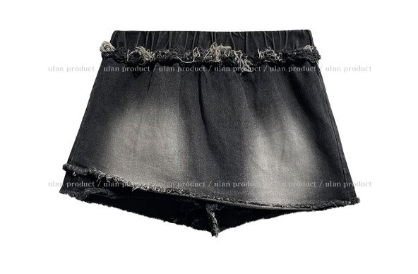 Denji unbalanced denim mini skirt