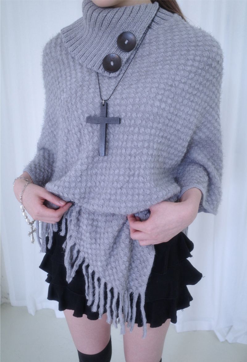 Yui button knit cape (3color)