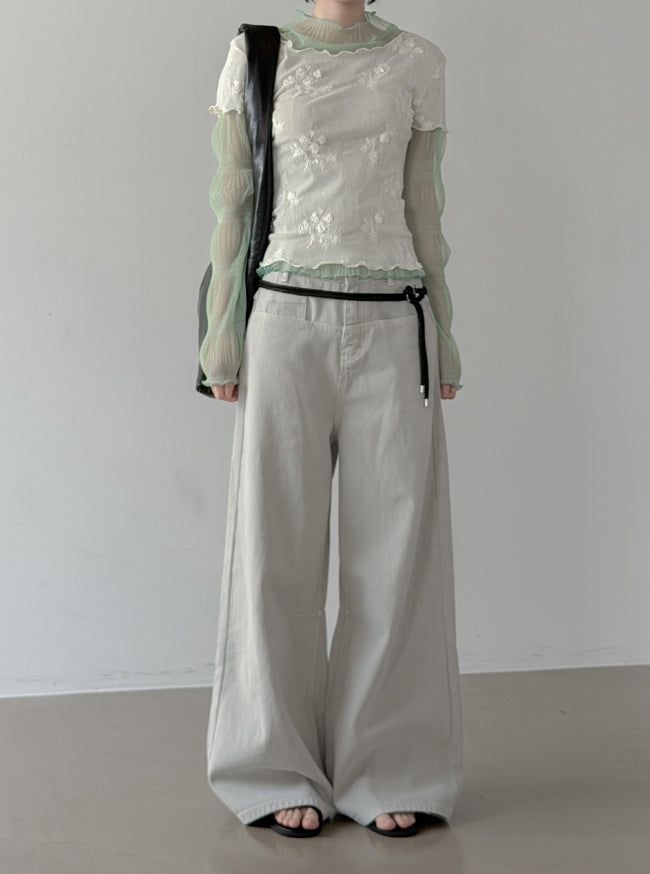 Modic Cut-out Wide Flow Cotton Pants