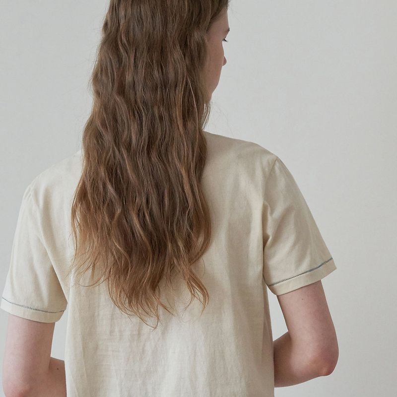 Grain cotton half t-shirt