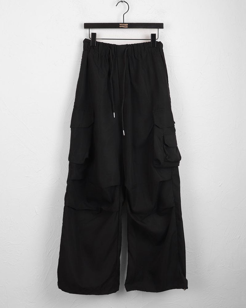 [BASIC/LONG] Adik Double Pocket Pintuck Cargo Two-Way Long Wide Jogger Pants