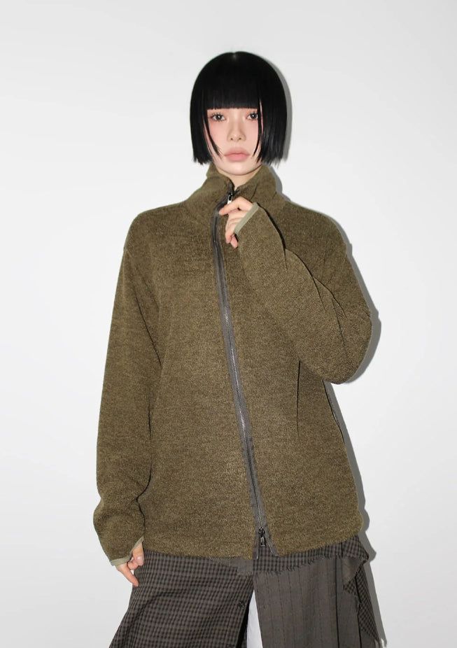 AAKE(アケ)の「DIAGONAL HIGH-NECK ZIP-UP(Jackets/Outerwear)」