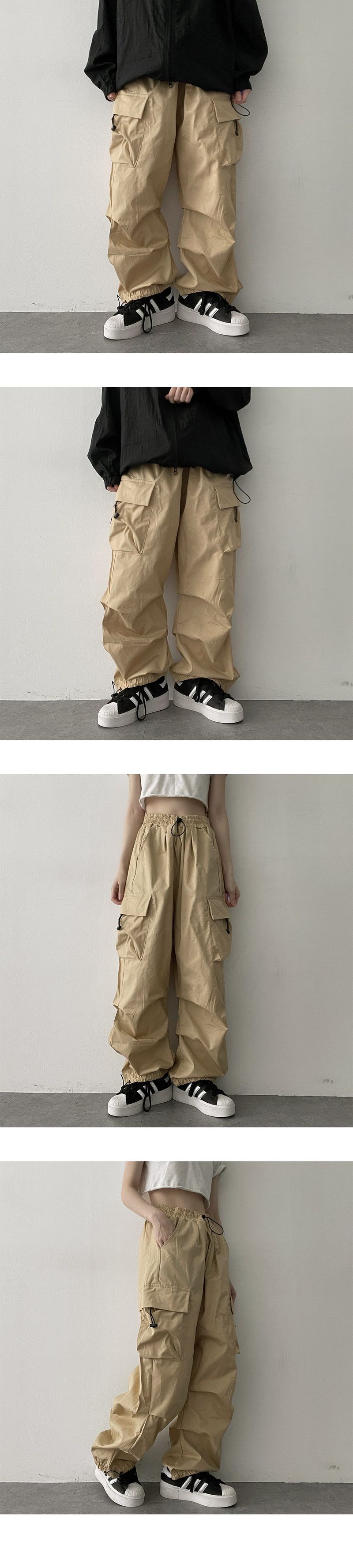 Hip String Wide Cargo Pants