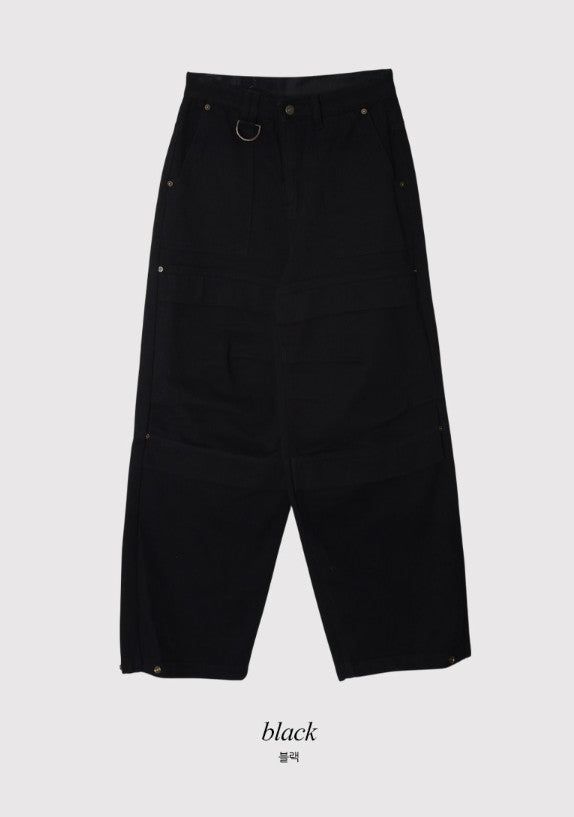 Snap Button Cotton D Ring Wide Pants (3color)