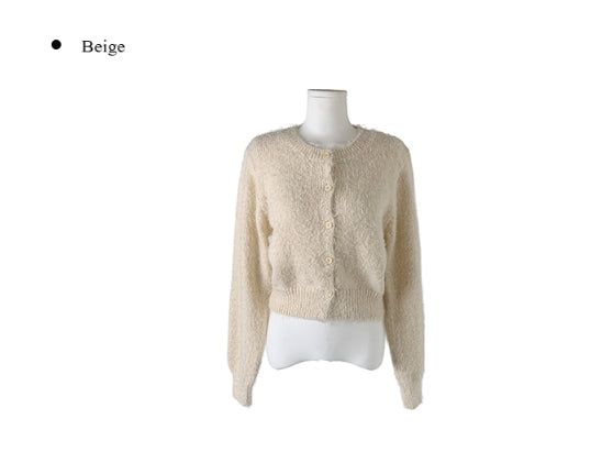 Doobie Soft Fur Button Long Sleeve Cardigan
