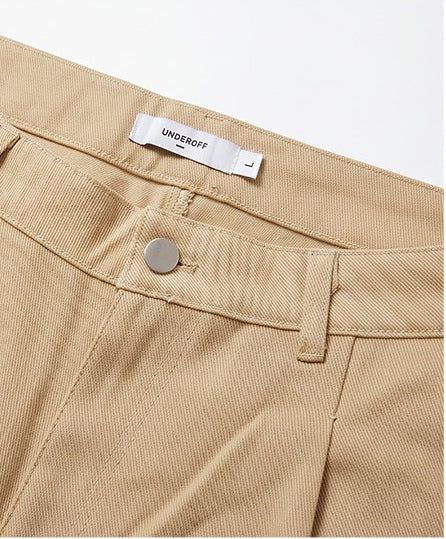 Wide Cotton Pleated Bermuda Shorts Beige