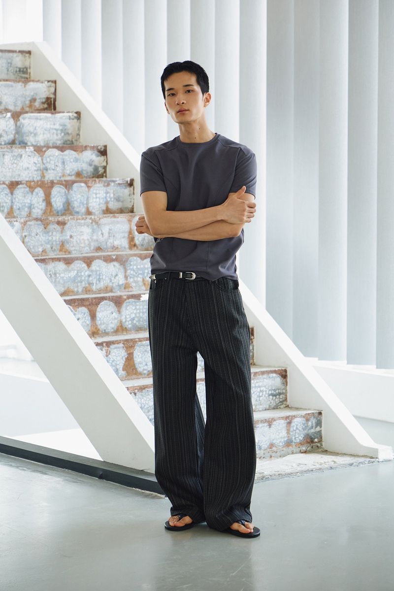 LAURANTSEOUL（ローラントソウル）の「Need stripe wide denim pants(Black)（Pants）」