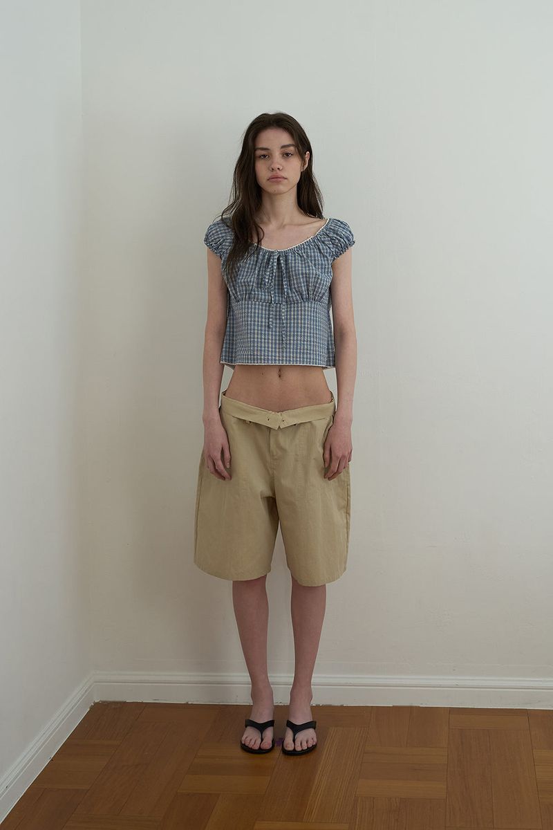 Bow bermuda pants_beige
