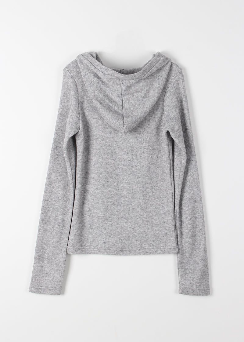 WOOL BUTTON HOOD TEE