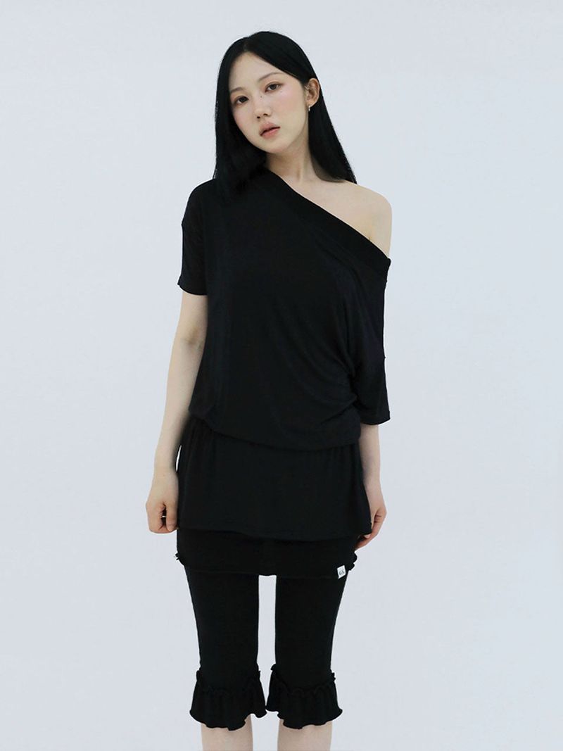 UGLYSHADOW（アグリーシャドウ）の「DRAPE BAND OFF-SHOULDER TOP(BLACK)（Tops）」