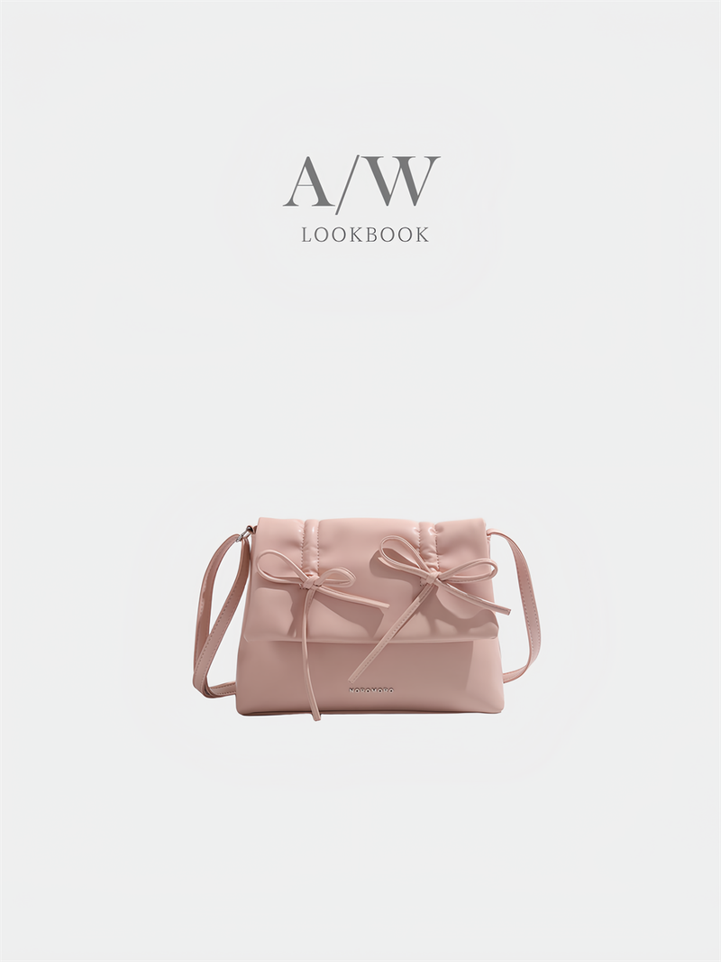 Balletcore look ribbon detail square leather shoulder bag