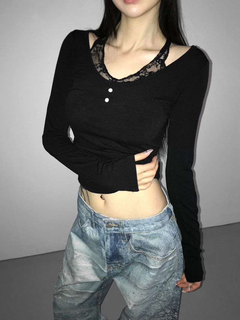 estrogen lace halter top(3 color)