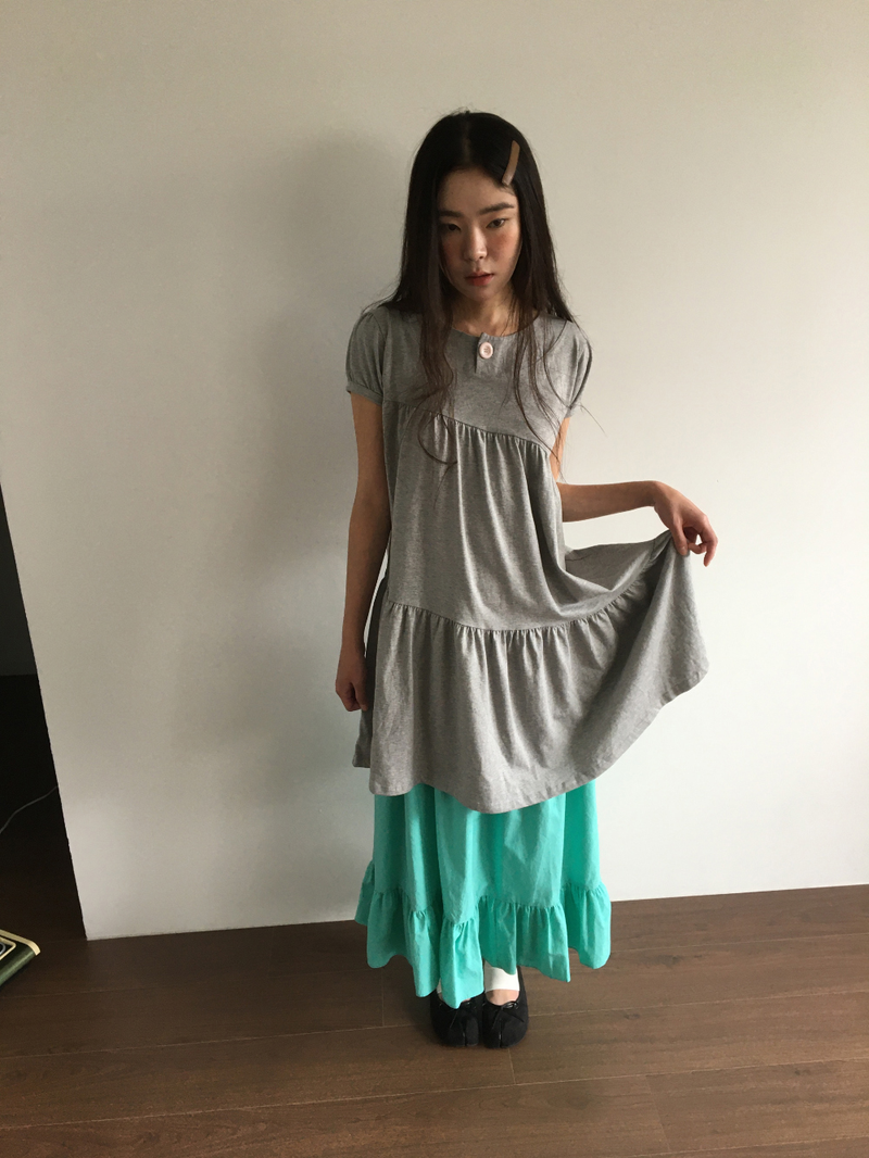Liang button frill long skirt (4color)