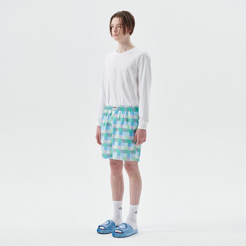 (M) Blue Pastel Grid PJ Shorts