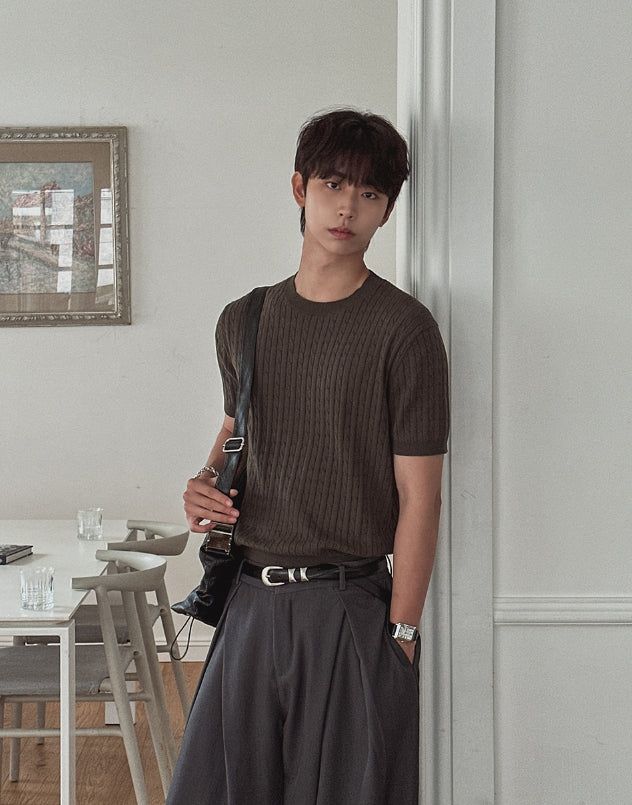 2PLAN(ツープラン)の「Roel Cable Round Short Sleeve Knit(Tops)」