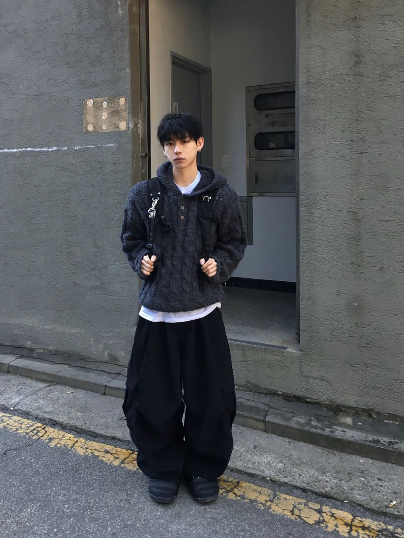 Wit Twisted Henley Neck Hooded Knit 3C
