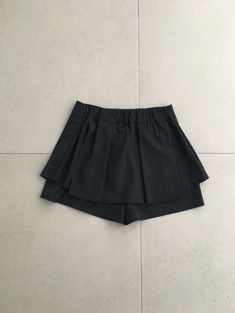 Stripe pleats culotte skirt
