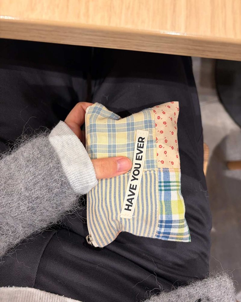 Patch work flat pouch