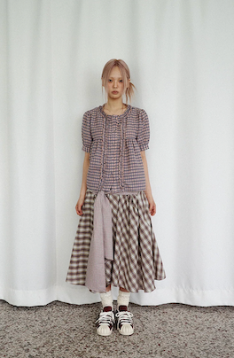 Check Tie Skirt (beige)