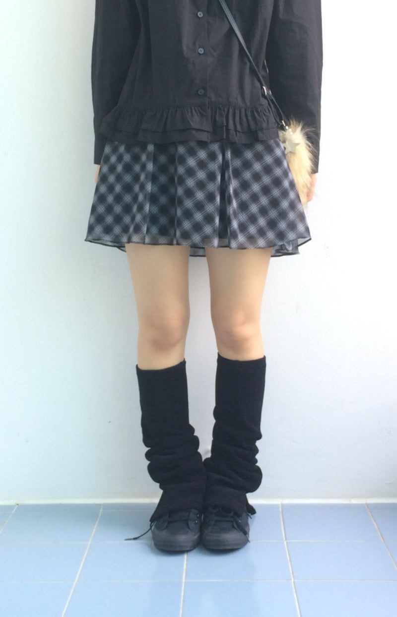 Blooming Check Chiffon Skirt