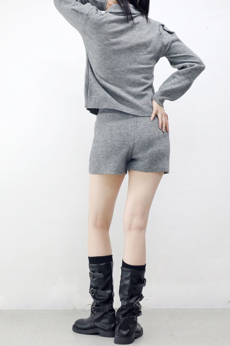 Deep Collar Knit + Pants Set