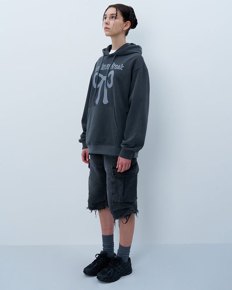 NEVER BREAK PIGMENT HOODIE-CHARCOAL