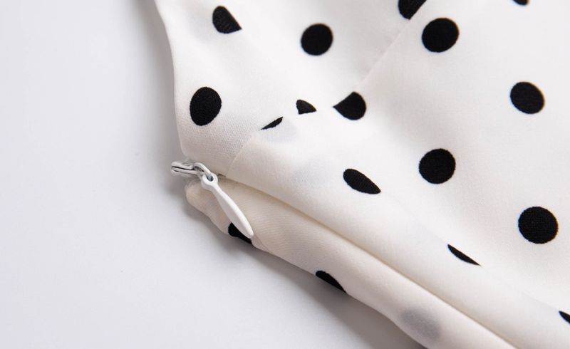 dot halter-neck sleeveless V-neck long dress