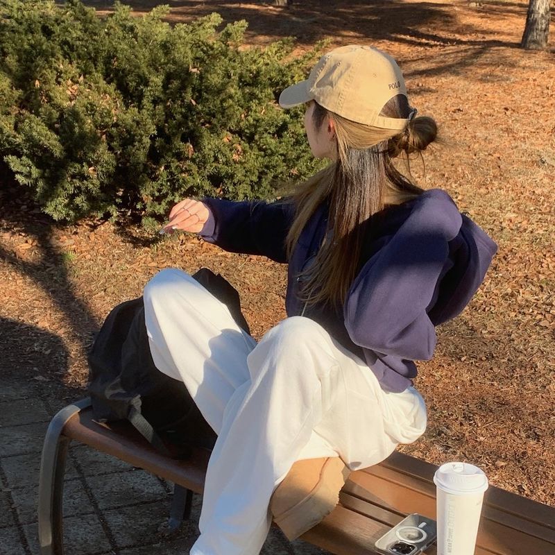 [Bellide made] embroidery napping hood zip-up