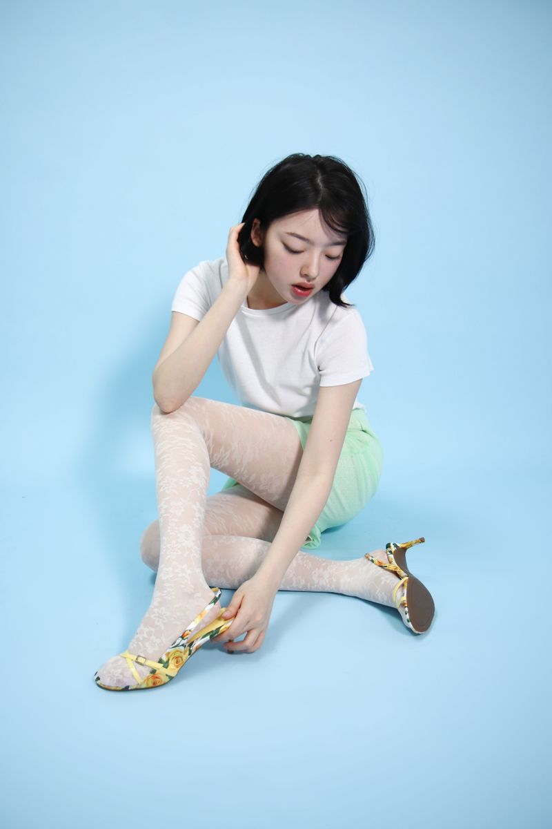 retro flower tights (ivory)