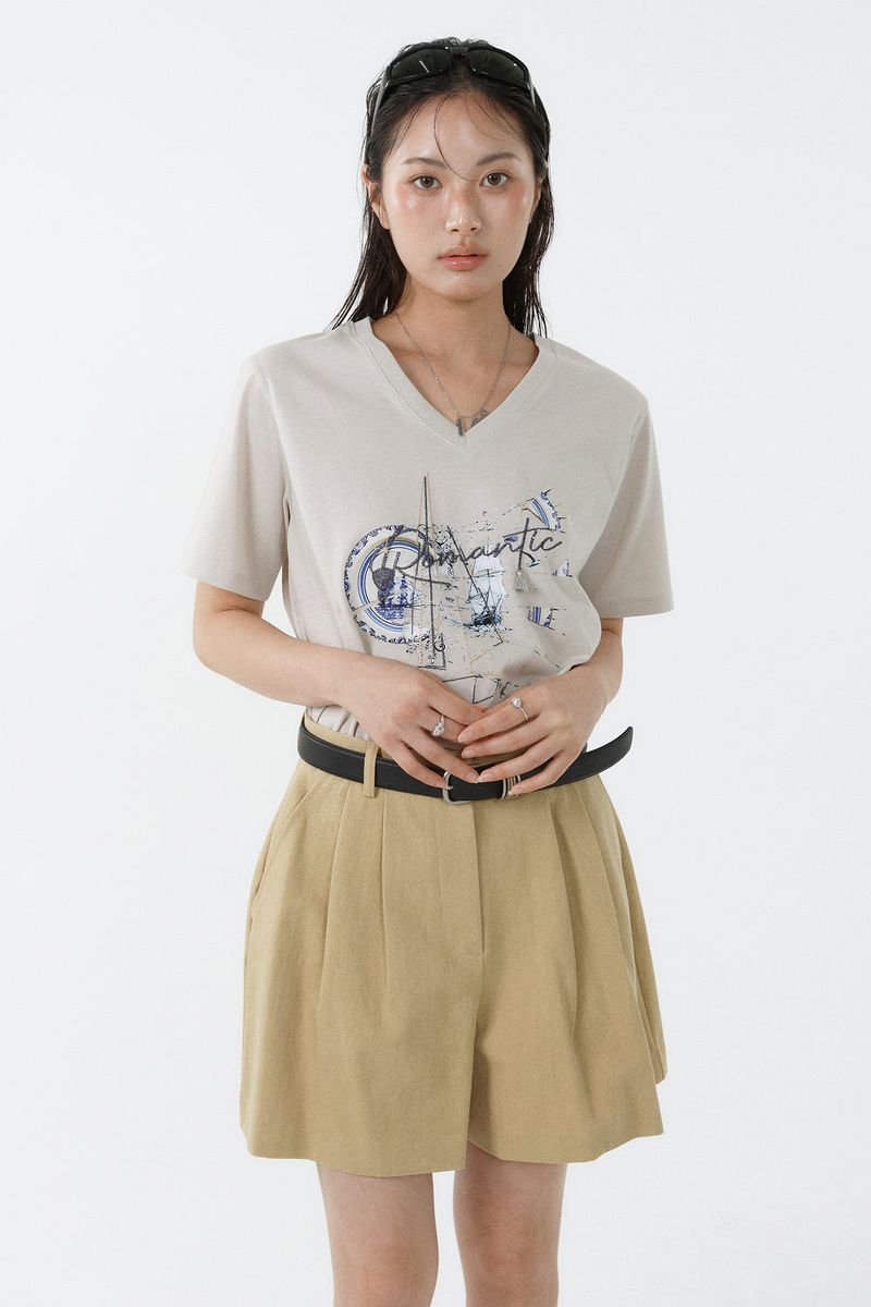 GALAXY V-NECK T-SHIRT_LIGHT BEIGE