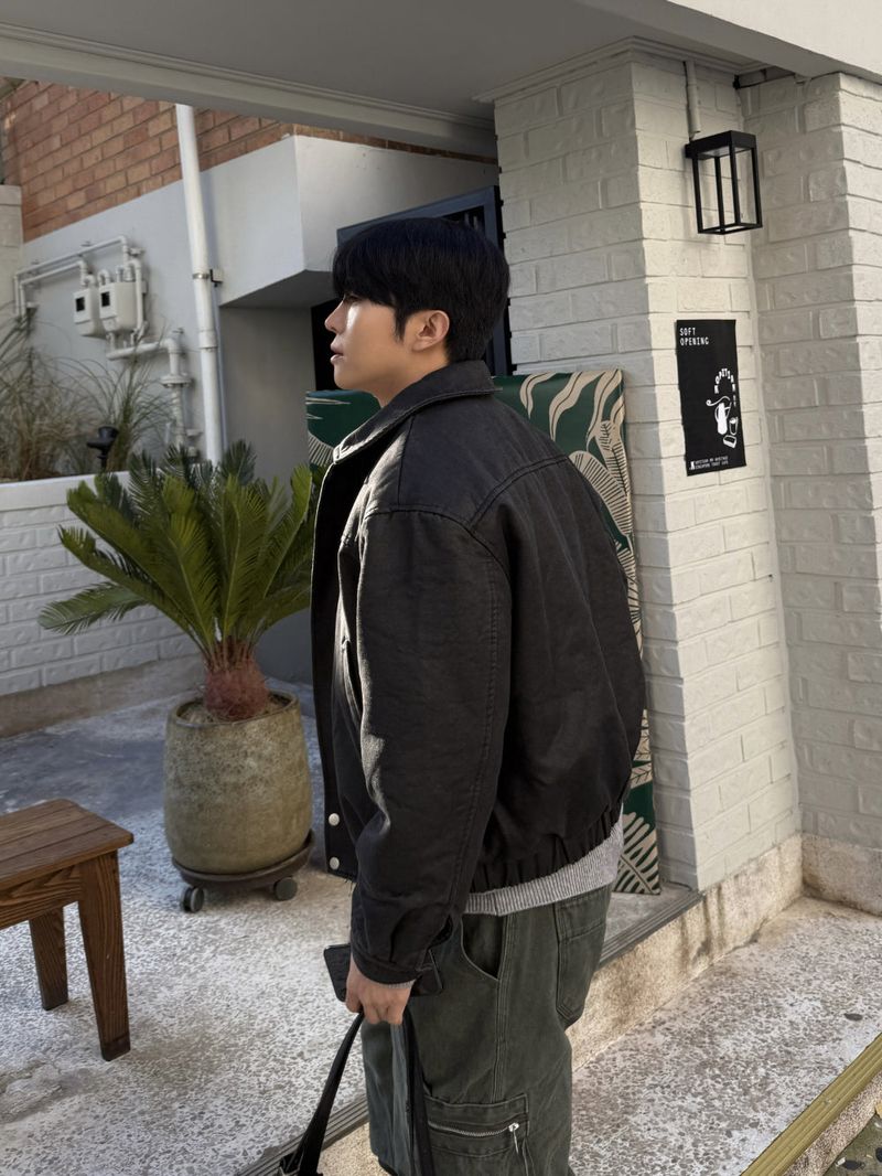 Vintage leather blouson padded jacket
