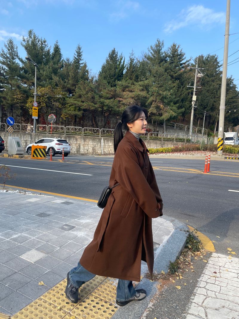 Neroli wool belted long coat