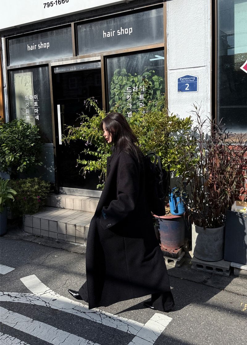 WOOL HIGHNECK LONG COAT