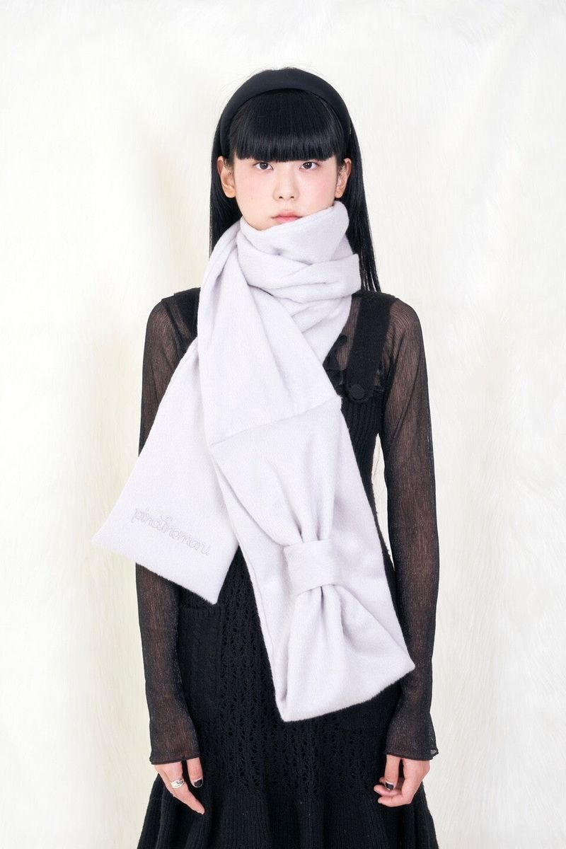 Ribbon Muffler_White Gray
