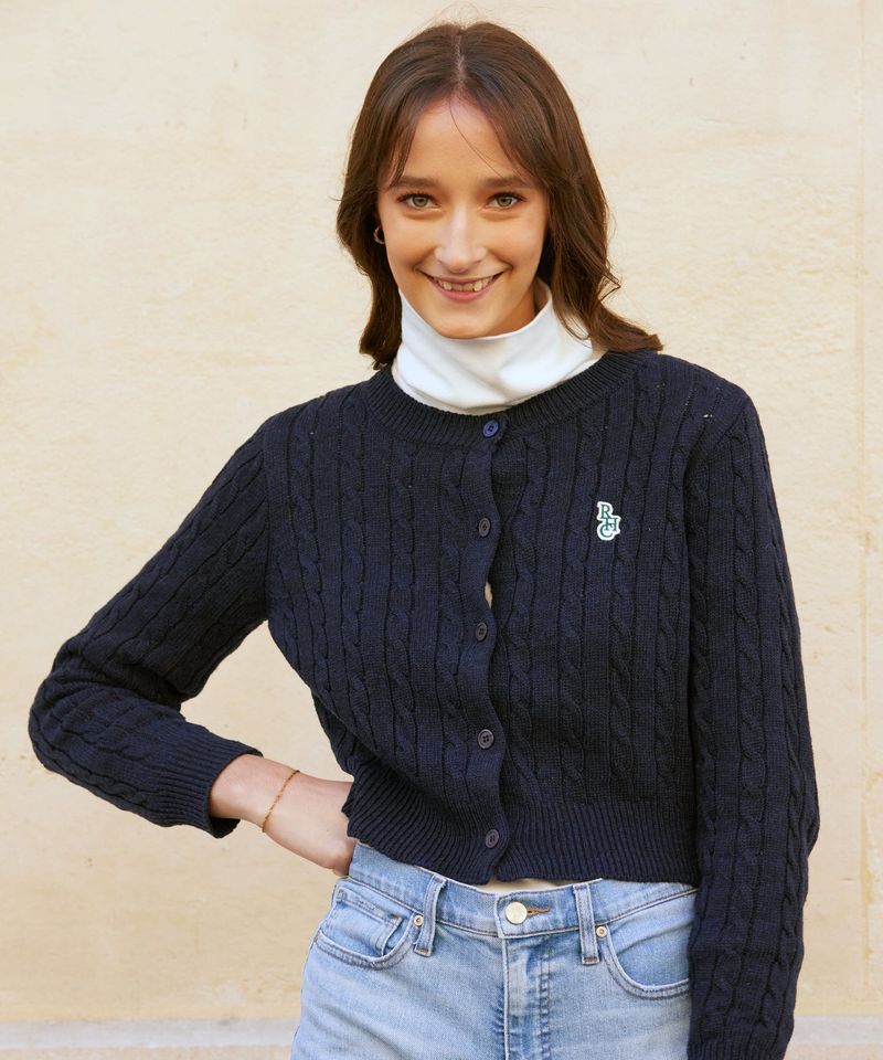 RCH crop knit cardigan navy