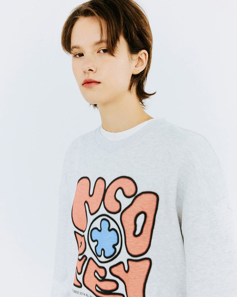 SPREAD NCOVER SWEATSHIRT-WHITE MELANGE