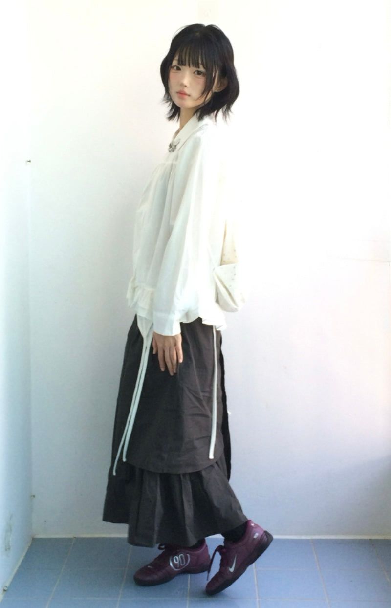 Cotton Flare Shirring Shirt