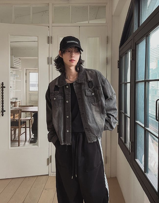 Kuden damage crop denim jacket