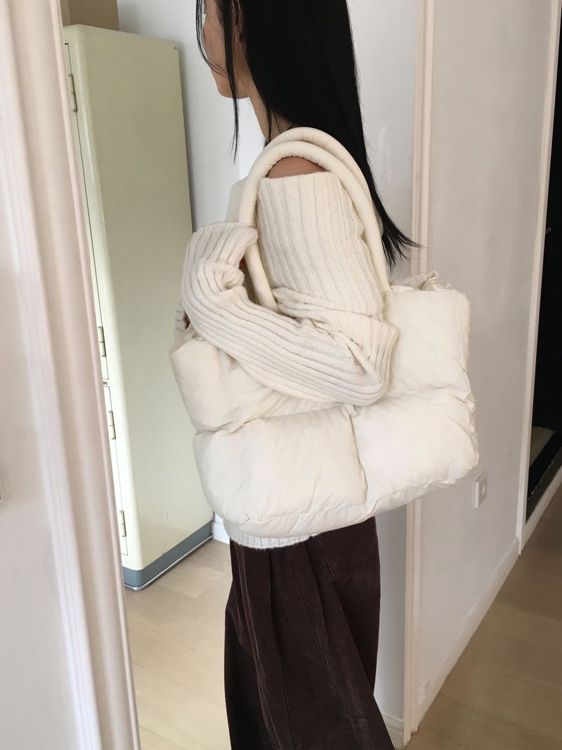 Dukan Waffle Padded Quilted Square Big Shoulder Bag
