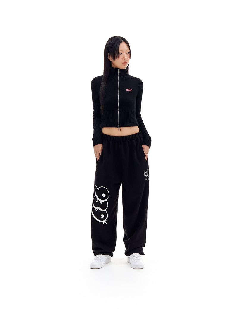 KNIT ZIP-UP CARDIGAN (BLACK)