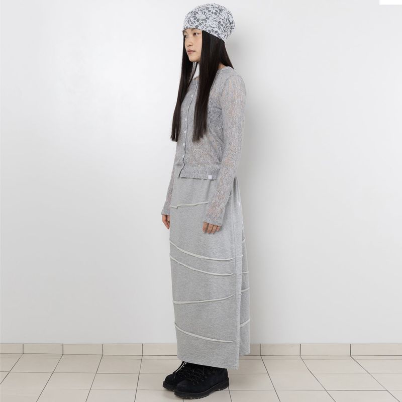 Twister Damage Sweat Long Skirt - Grey