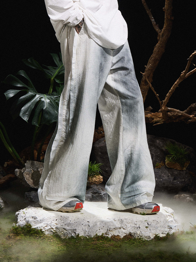 RELABEL（リレーベル）の「RELABEL 24AW Butterfly-Feathered Broken Seam Washed Dirty Dyed Aged Cotton Linen Casual Pants（Pants）」