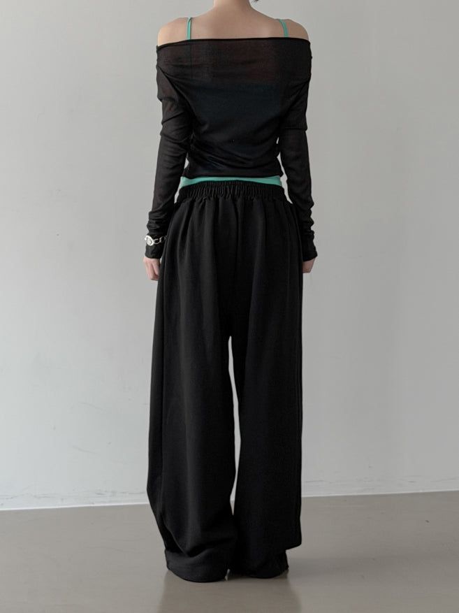 Bellin See-through Off-Shoulder Cardigan