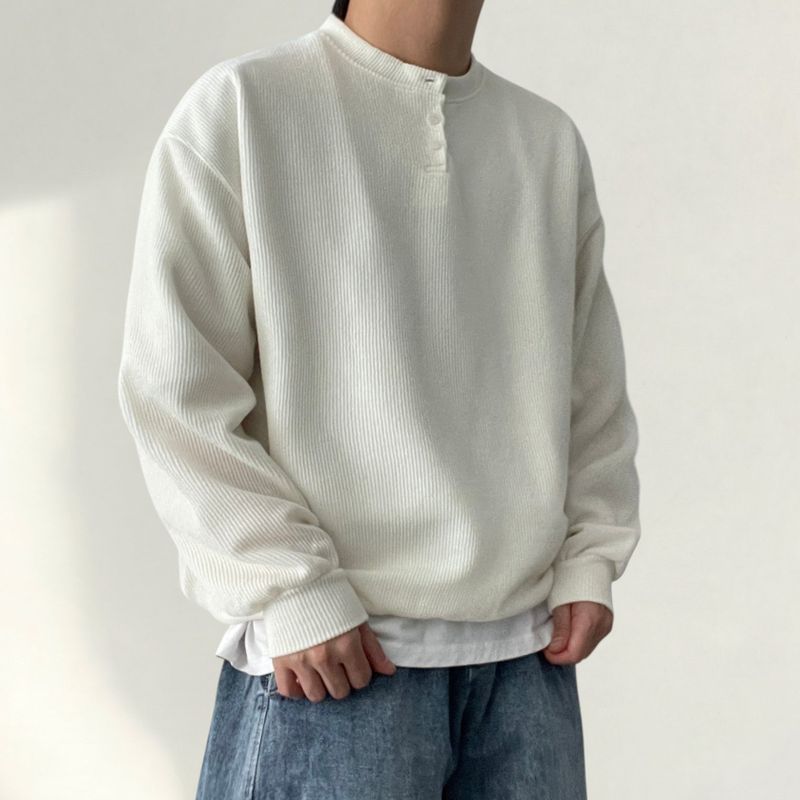 Raen Henry neck snap knit sweatshirt