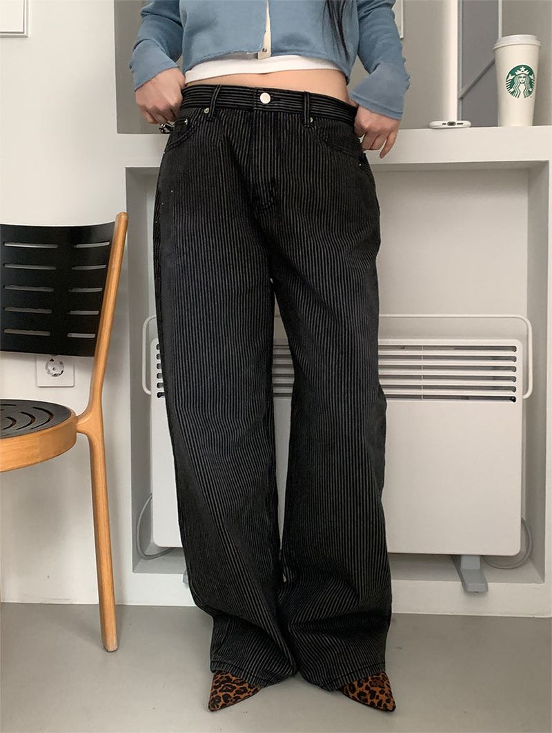 STRIPE BLACK JEANS