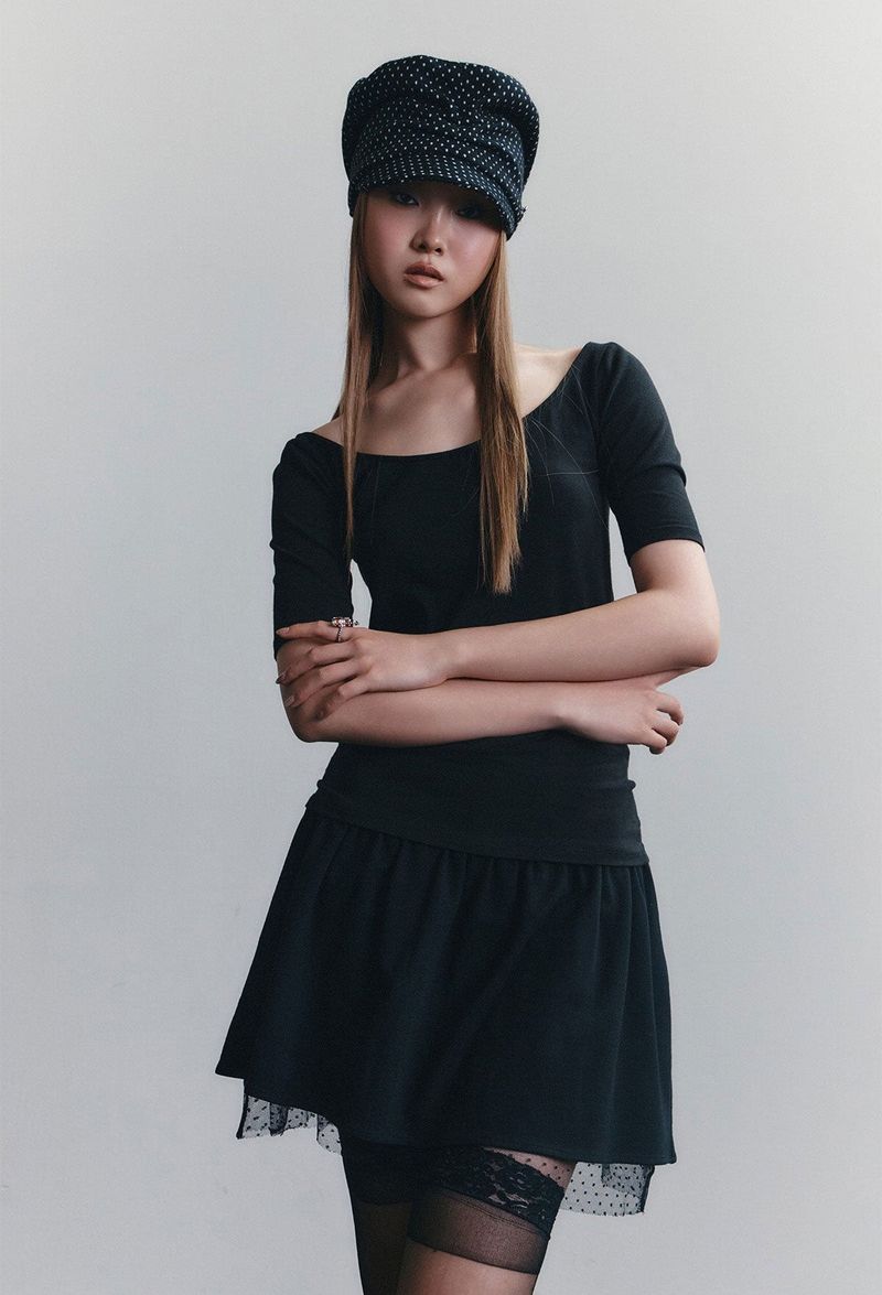 SOFIA CAP (POLKA DOT BLACK)