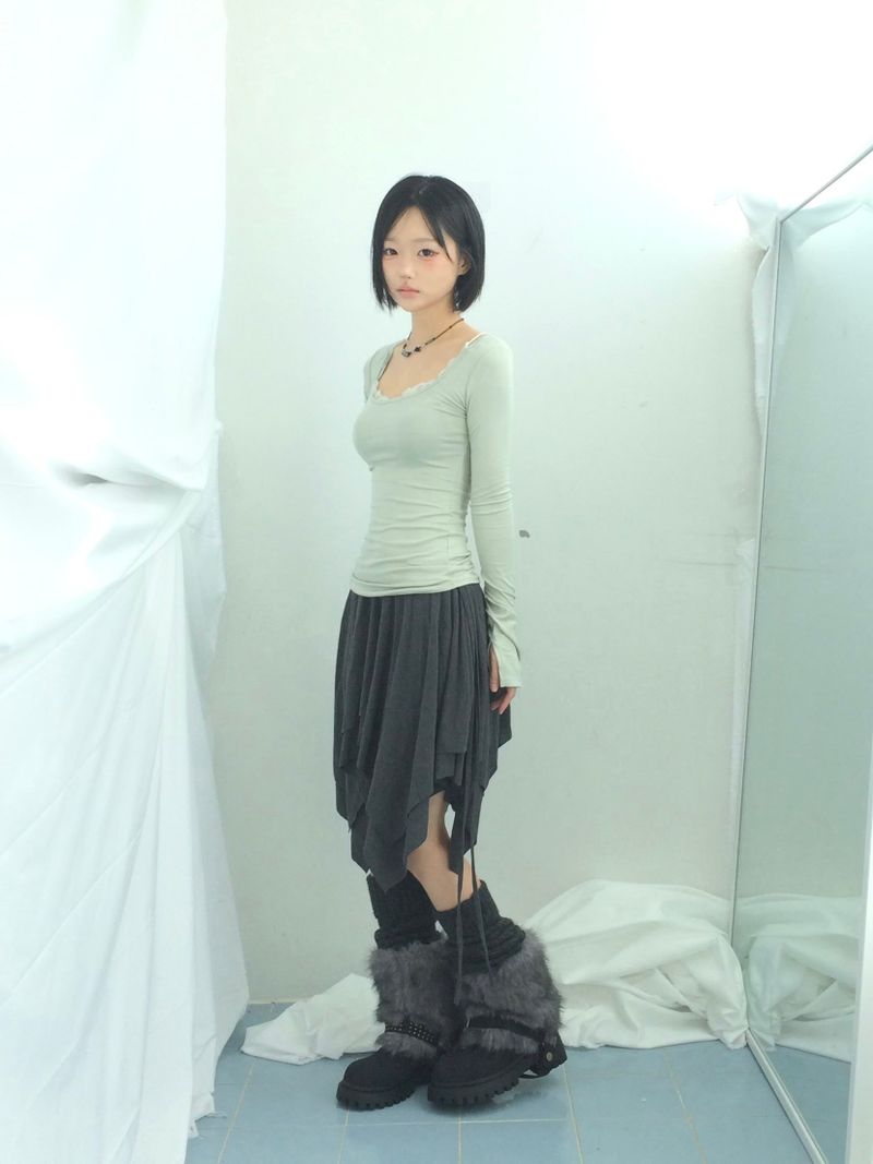 ribbonline wave skirt