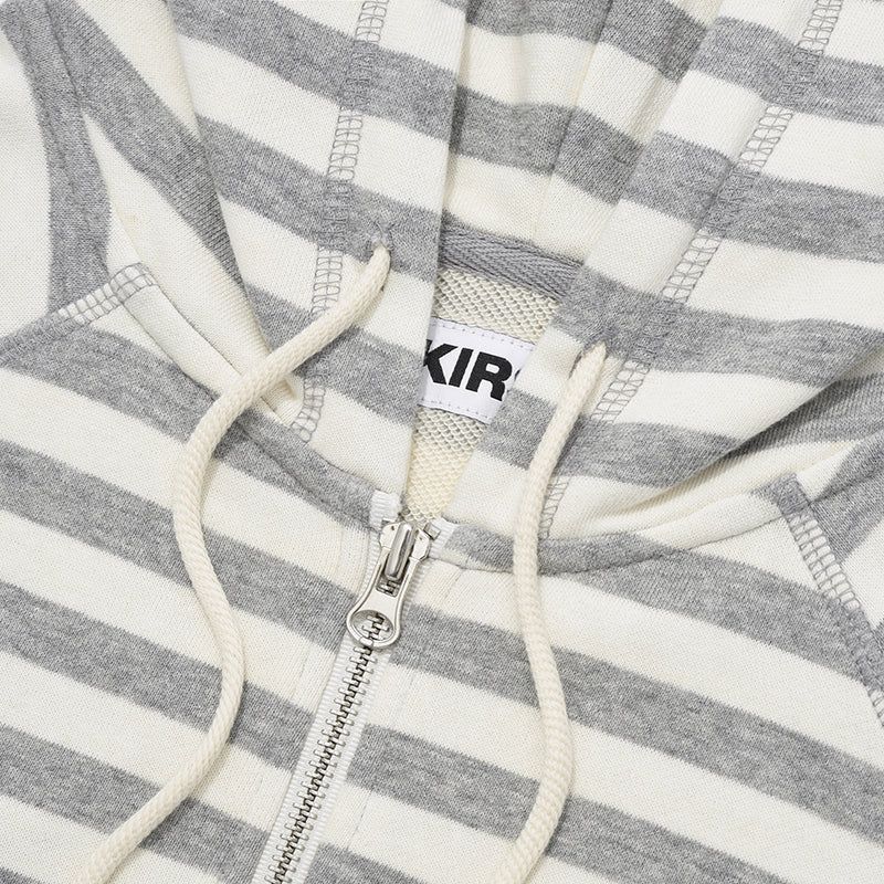 STRIPE HOODIE ZIP UP [OAT MEAL]